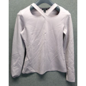 Halogen Cross Neck Long Sleeve Top Light Purple Pullover Casual